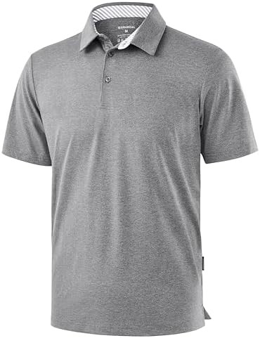 Men's heather golf polo, light grey