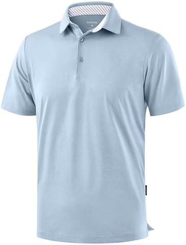 Men's heather golf polo, lt grey blue