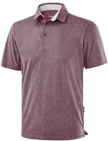 Men's heather golf polo, merlot red