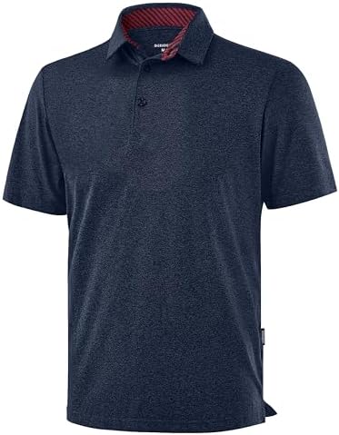 Men's heather golf polo, navy