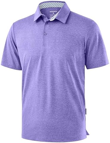 Men's heather golf polo, purple