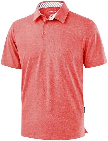 Men's heather golf polo, red