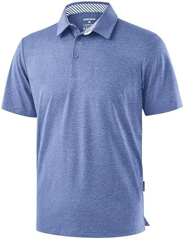 Men's heather golf polo, royal blue