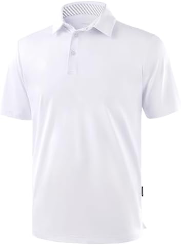 Men's heather golf polo, white