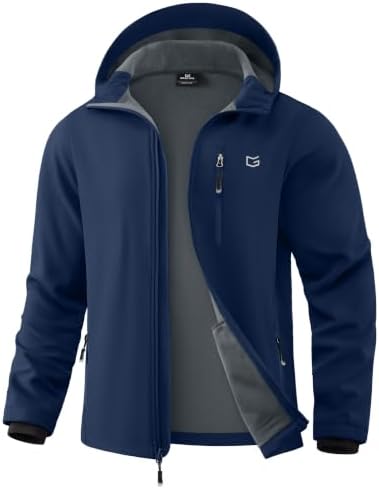 Men's hooded softshell jacket, navy