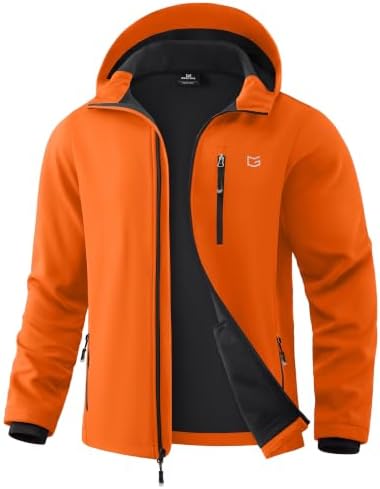Men's hooded softshell jacket, orange