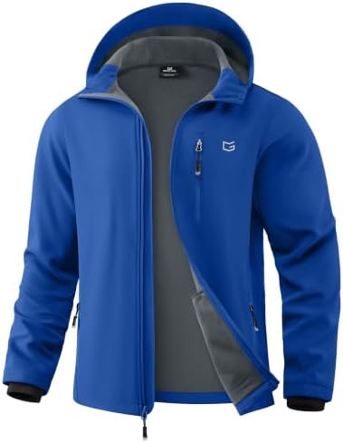 Men's hooded softshell jacket, royal blue