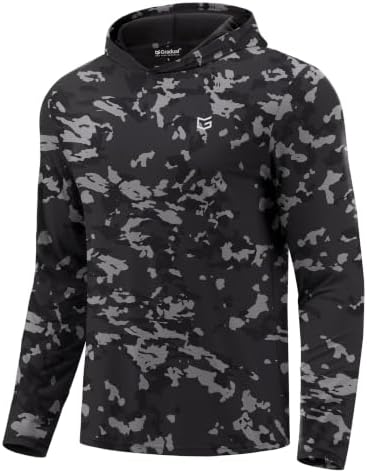 Men's lightweight athletic hoodie, grey / black camo
