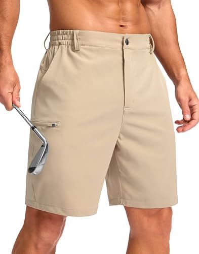 Men's lightweight casual shorts, two inseams, light khaki