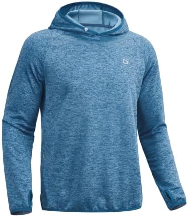 Men's lightweight fleece hoodie, blue grey heather