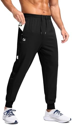 Men's lightweight joggers, zip pockets, black