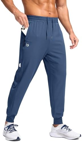Men's lightweight joggers, zip pockets, blue