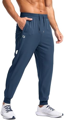 Men's lightweight joggers, zip pockets, dark blue