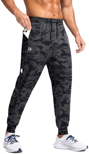 Men's lightweight joggers, zip pockets, grey camo