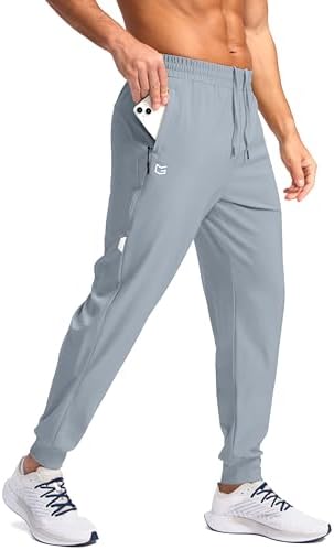Men's lightweight joggers, zip pockets, light grey