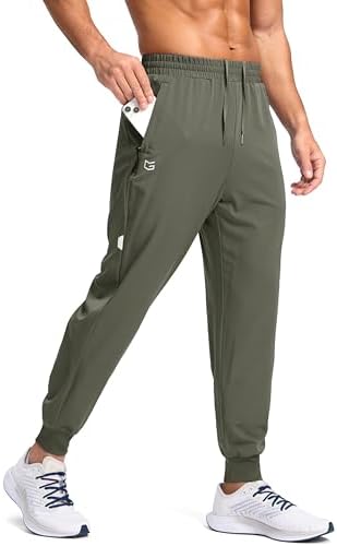Men's lightweight joggers, zip pockets, sage