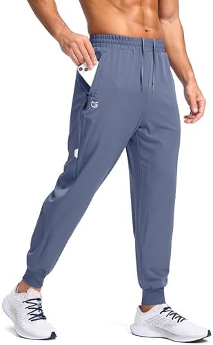 Men's lightweight joggers, zip pockets, slate blue