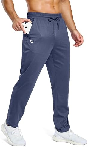 Men's lightweight track pants, heathered academy blue