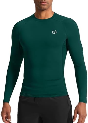 Men's long sleeve compression top, forest green