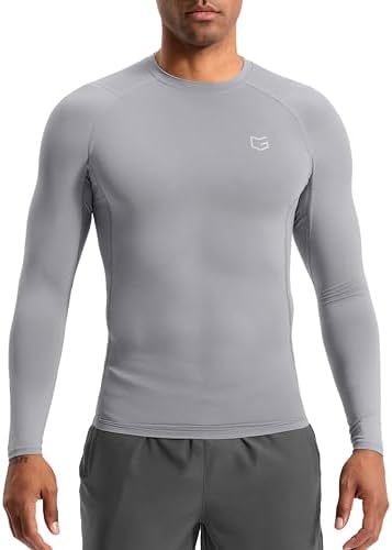Men's long sleeve compression top, light grey