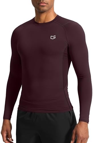 Men's long sleeve compression top, maroon