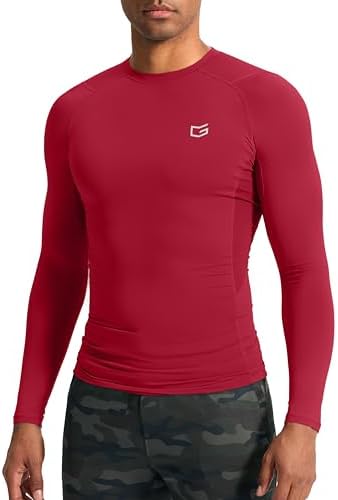 Men's long sleeve compression top, red