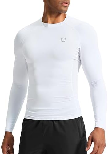 Men's long sleeve compression top, white