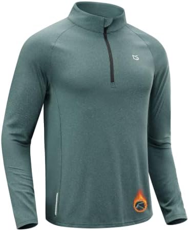 Men's long sleeve fleece quarter zip, beryl green heather
