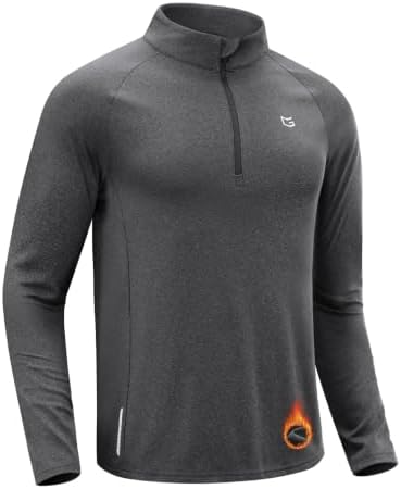 Men's long sleeve fleece quarter zip, dark grey heather