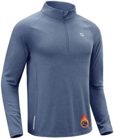 Men's long sleeve fleece quarter zip, dusty blue heather