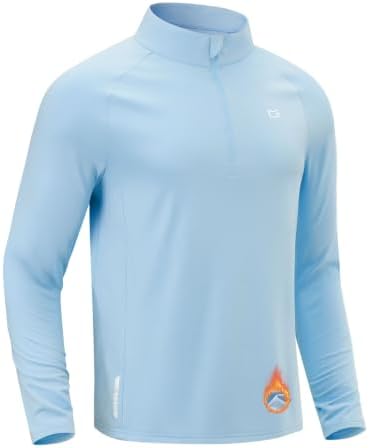 Men's long sleeve fleece quarter zip, light blue heather