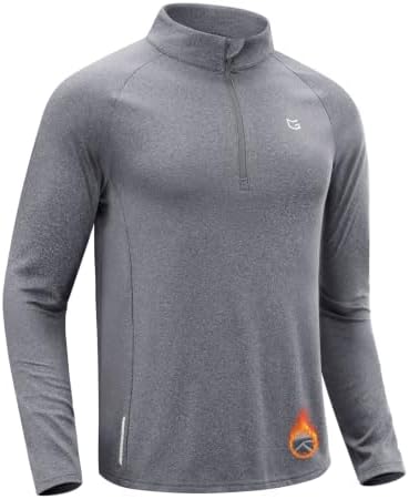 Men's long sleeve fleece quarter zip, light grey heather