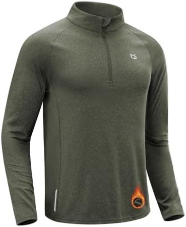 Men's long sleeve fleece quarter zip, olive heather