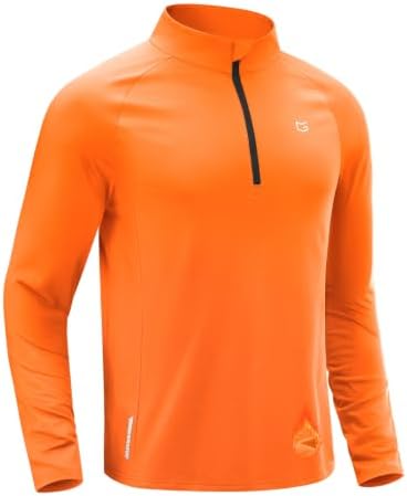 Men's long sleeve fleece quarter zip, orange