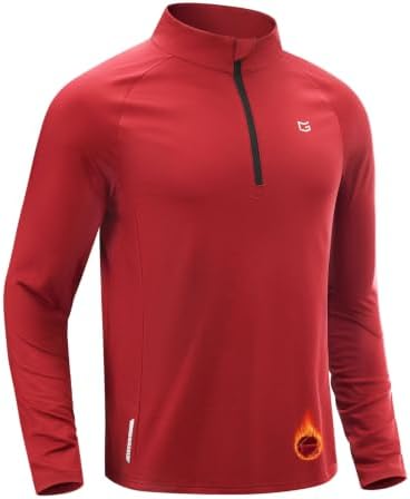 Men's long sleeve fleece quarter zip, red