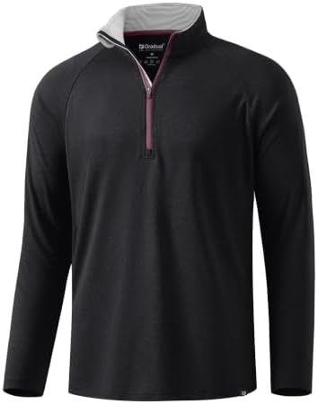 Men's long sleeve golf quarter zip, black melange