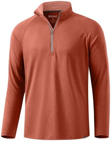Men's long sleeve golf quarter zip, brick melange
