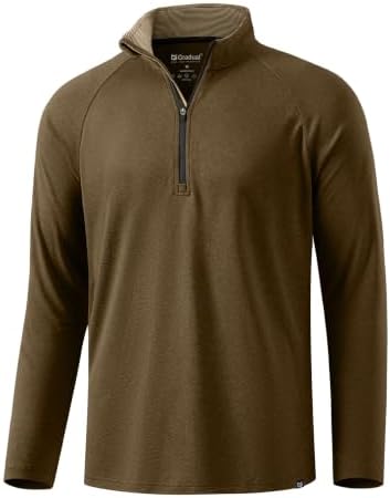 Men's long sleeve golf quarter zip, brown melange