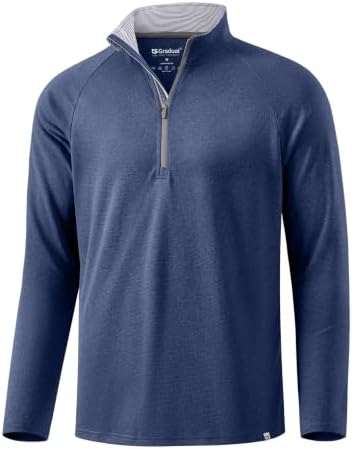 Men's long sleeve golf quarter zip, dark blue melange