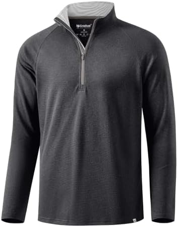 Men's long sleeve golf quarter zip, dark grey melange