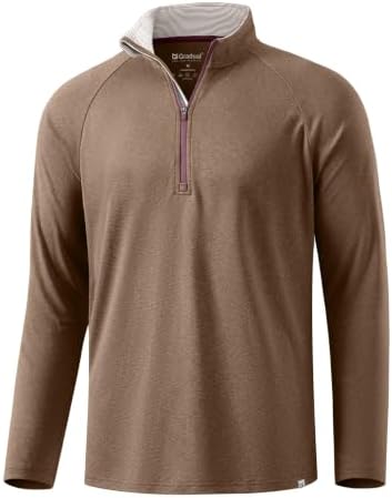 Men's long sleeve golf quarter zip, khaki melange