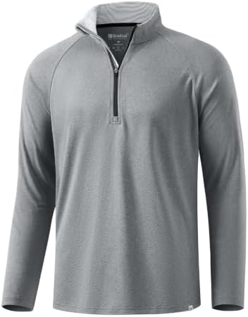 Men's long sleeve golf quarter zip, light grey melange