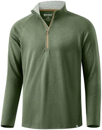 Men's long sleeve golf quarter zip, olive melange