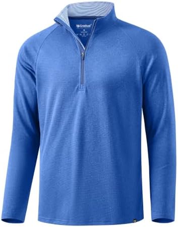 Men's long sleeve golf quarter zip, royal blue melange