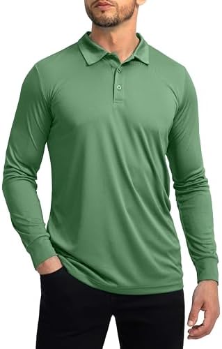 Men's long sleeve UPF 50+ golf polo, green