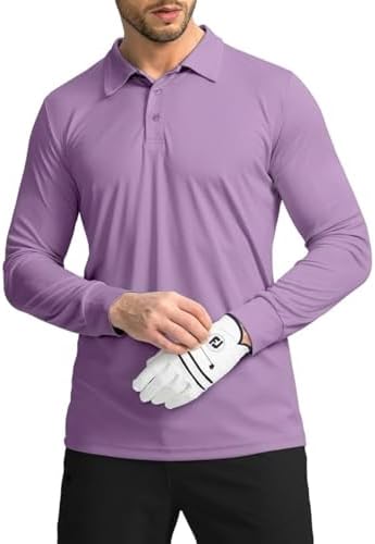 Men's long sleeve UPF 50+ golf polo, purple