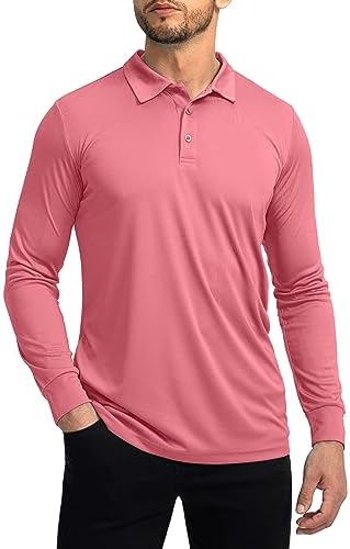 Men's long sleeve UPF 50+ golf polo, red