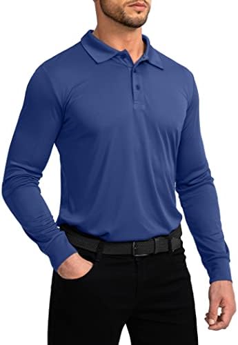 Men's long sleeve UPF 50+ golf polo, royal blue