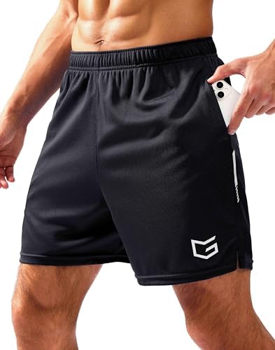 Men's mesh gym shorts, three inseams, black