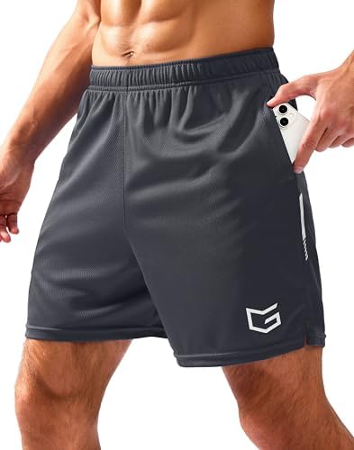 Men's mesh gym shorts, three inseams, dark grey
